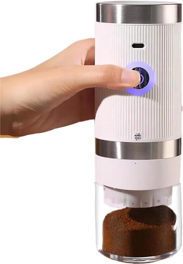 Elektrische Koffiemolen Conische Braam Molen Verse Koffie Zetten Draadloos Oplaadbaar 20 cm Hoog Wit