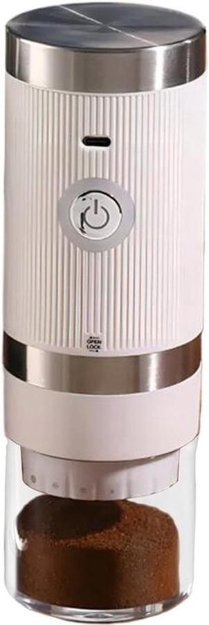 Elektrische koffiemolen Draadloze bonenmaler Voor verse koffie zetten Conische maalschijf 20 cm hoog Wit