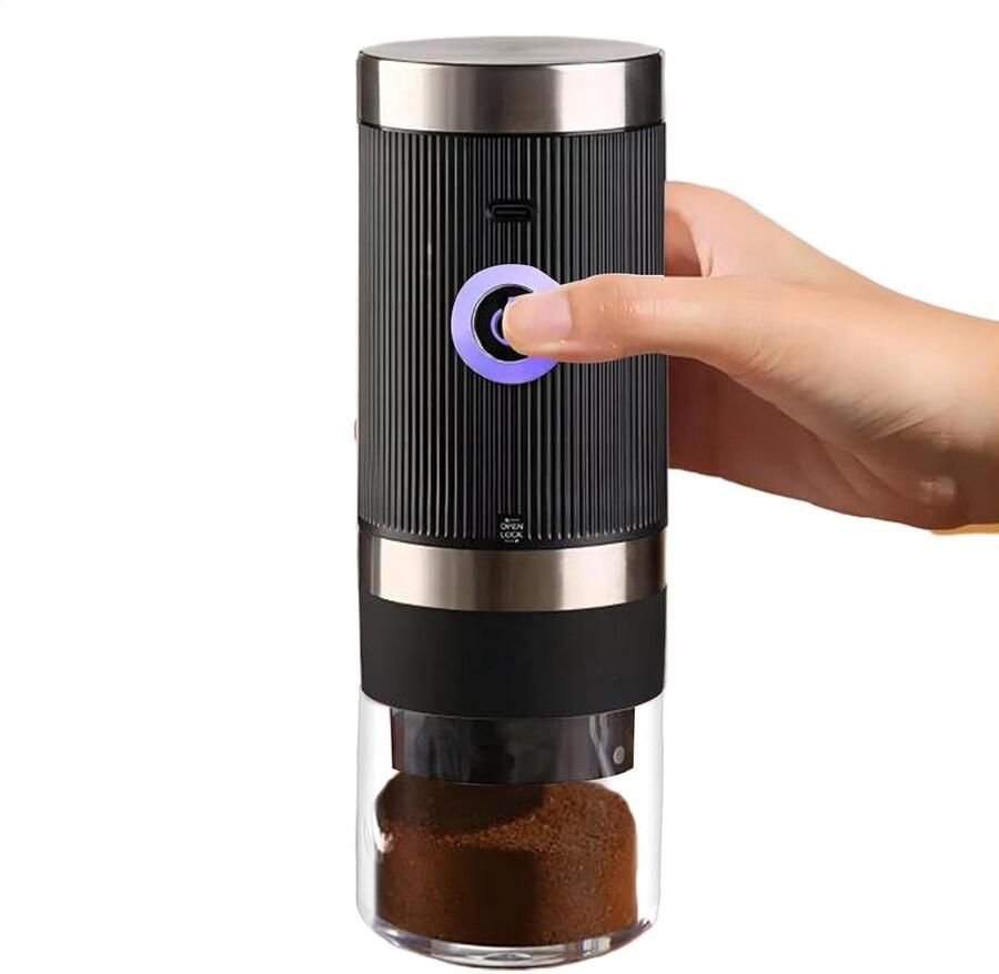 Elektrische Koffiemolen Draadloze Molen Verse Koffie Conische Braam Slijper Compact Ontwerp Zwart