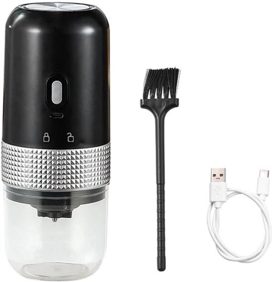 Elektrische Koffiemolen Draagbare Bonenmaler Verse Koffie Maken Oplaadbaar Via USB 18.8 x 7.5 cm Zwart