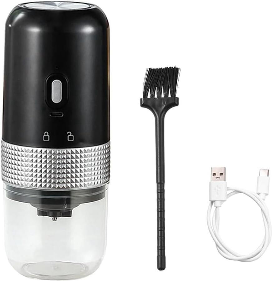 Elektrische Koffiemolen Draagbare Bonenmaler Verse Koffie Maken Oplaadbaar Via USB 18.8 x 7.5 cm Zwart