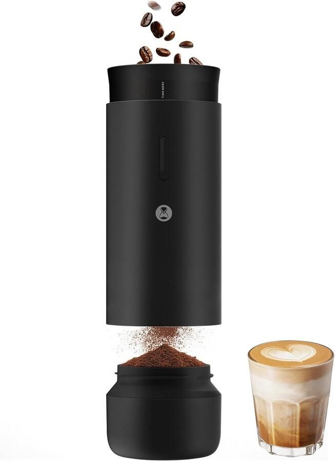 Elektrische Koffiemolen Draagbare Molen Koffie Zetten 30 Maalstanden 19 cm Zwart
