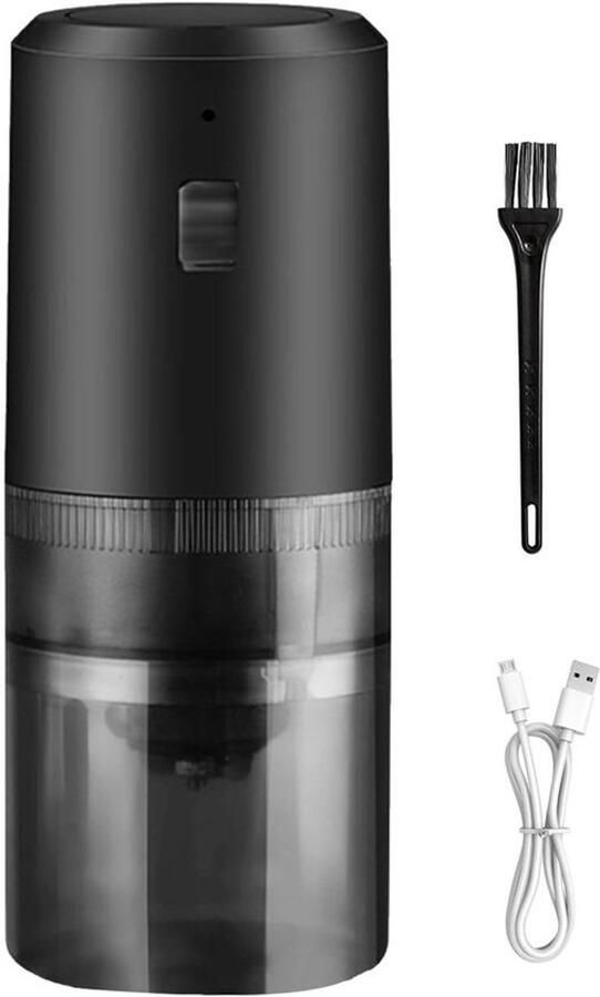 Elektrische Koffiemolen Draagbare Molen Reizen Kamperen Oplaadbaar Compact 18x8 cm Zwart