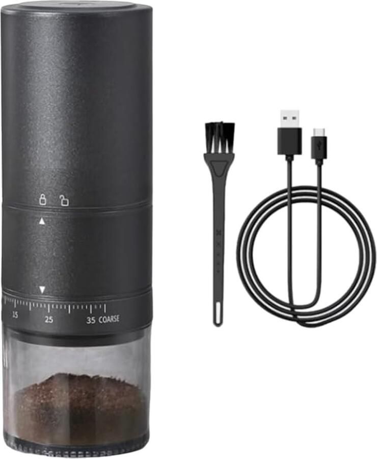 Elektrische Koffiemolen Draagbare Molen Verse Koffie 38 Maalstanden 222 cm Hoog Zwart