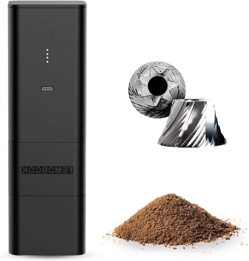 Elektrische Koffiemolen Draadloze Molen Verse Koffie Zetten Nauwkeurige Maalinstellingen 20g in 55s Zwart