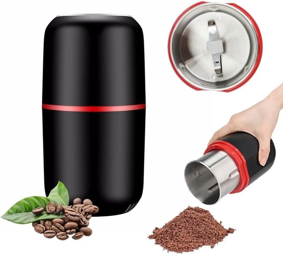 Elektrische Koffiemolen & Kruidenmolen 120g Capaciteit RVS Messen One-Touch Bediening Zwart Geschikt voor Koffiebonen Noten Zaden & Specerijen