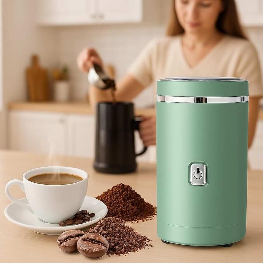 Elektrische Koffiemolen & Specerijenmolen met 304 RVS Mes Elektrische hakmolen voor koffie kruiden & noten. Met transparant deksel compact design & eenvoudige eenknopsbediening