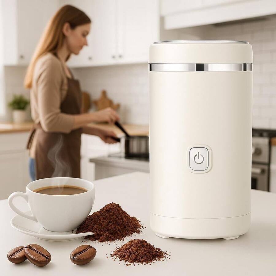 Elektrische Koffiemolen & Specerijenmolen met 304 RVS Mes Elektrische hakmolen voor koffie kruiden & noten. Met transparant deksel compact design & eenvoudige eenknopsbediening