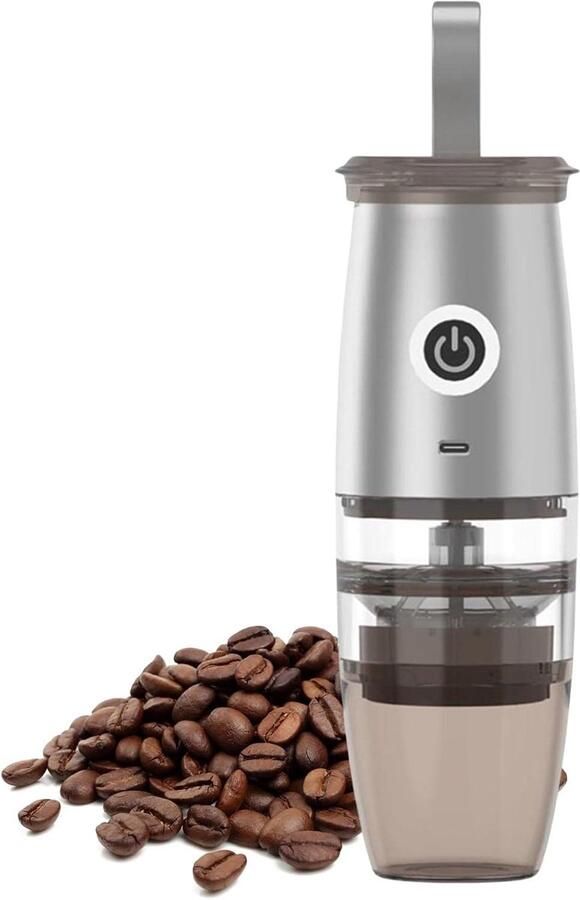 Elektrische Koffiemolen Handmolen Roestvrijstaal Verse Koffie Malen 5 Maalinstellingen 150 ml Zilver