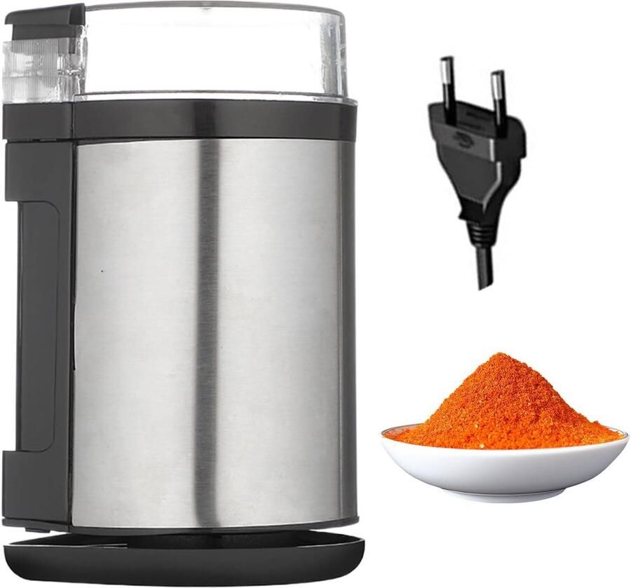 Elektrische Koffiemolen Kleine Maalmachine Verse Koffie Compact Persmechanisme 11 x 19 cm Zwart