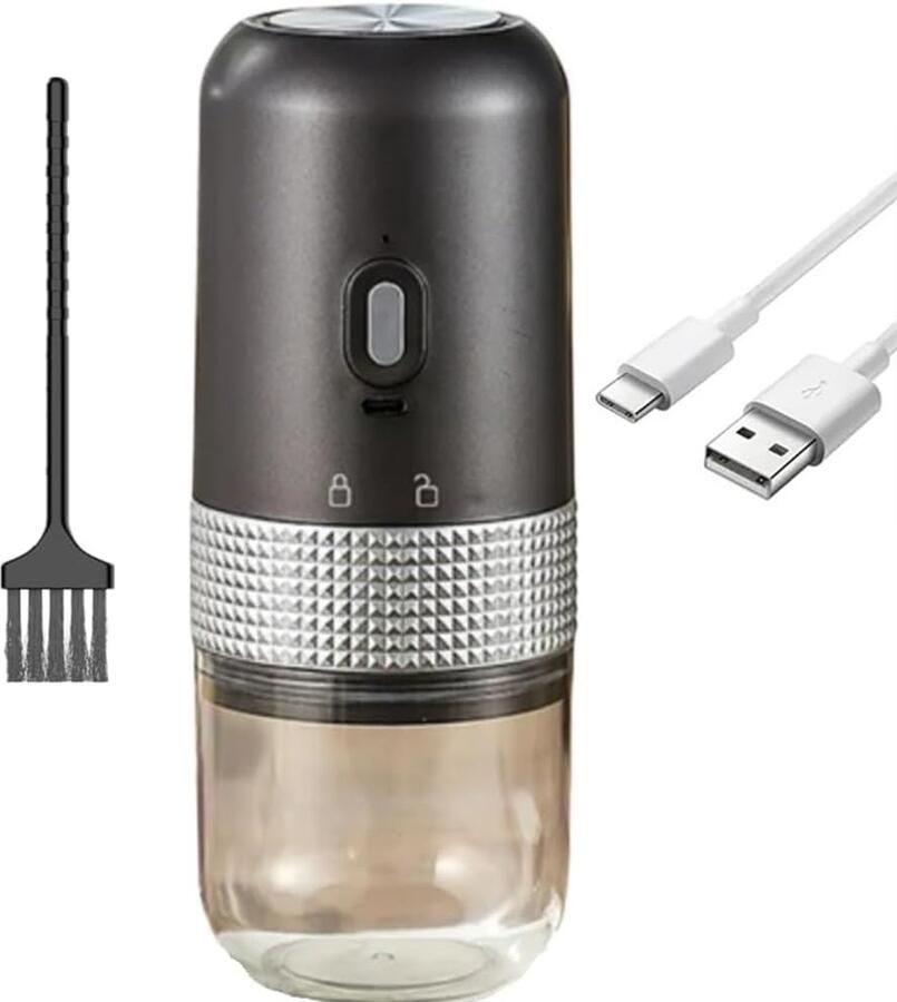 Elektrische Koffiemolen Koffiebonen Maler met één druk op de knop Draagbare Keramische Koffiemolen Instelbare Maalgraden Oplaadbare Mini Koffiemolen voor Bonen Noten Granen 25g Capaciteit grijs