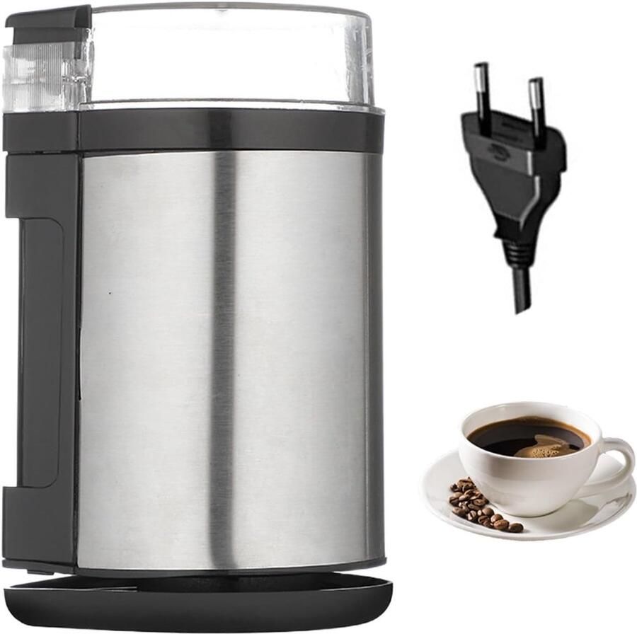 Elektrische Koffiemolen Koffiebonenmaler Maalmolen Verse Koffie Maken Intuïtieve Drukfunctie 11 x 19 cm Zilver