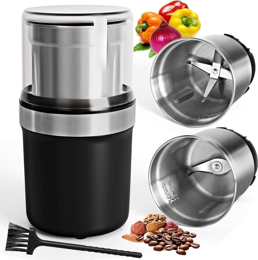 Elektrische Koffiemolen Koffiebonenmaler Verse Koffie Zetten Roestvrijstalen Messen 100 gram Zilver