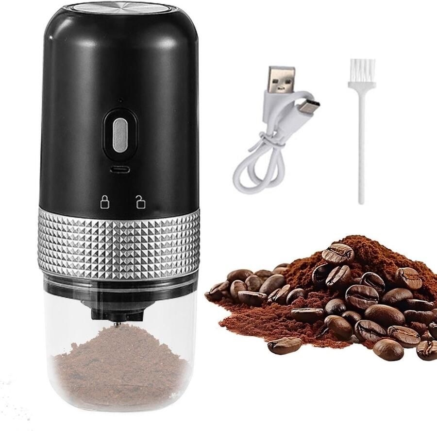 Elektrische Koffiemolen Koffiebonenmolen Verstelbaar Verse Koffie Zetten Keramische Maalkern 25g Capaciteit Zwart