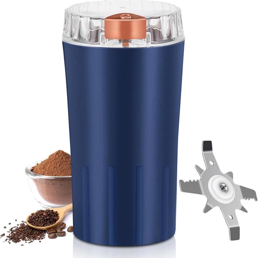 Elektrische koffiemolen kruidenmolen 300 W roestvrijstalen mes voor koffiebonen specerijen kruiden granen noten (blauw)