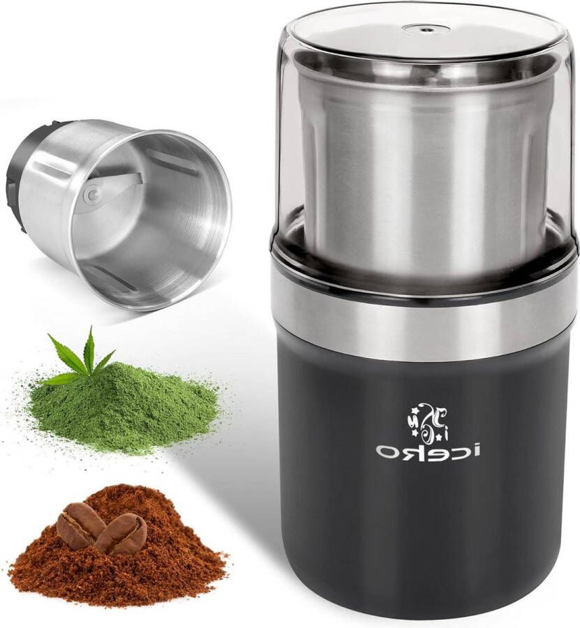 Elektrische koffiemolen kruidenmolen roestvrijstalen messen 200 W 120 g inhoud afneembare molen koffiebonen specerijen granen noten