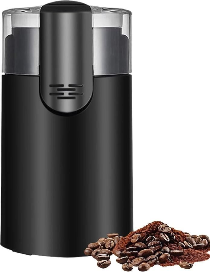 Elektrische Koffiemolen Maalmolen Keuken Verse Koffie Malen Doorzichtig Deksel 9.2x9.2x17.2cm Zwart