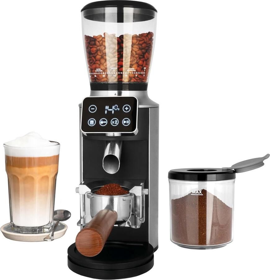 Elektrische koffiemolen met 30 maalstanden en touchscreen bediening