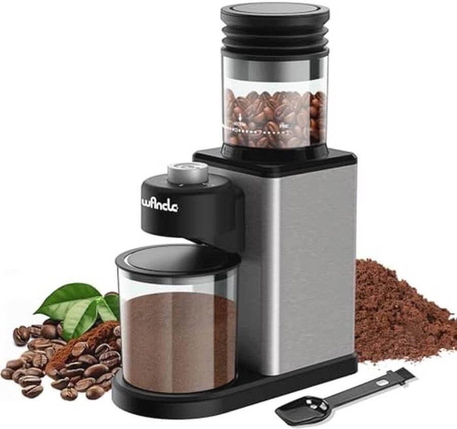 Elektrische Koffiemolen met Kegel 25 Instellingen Voor 2-12 Kopjes Anti-statisch Stil Roestvrij Staal