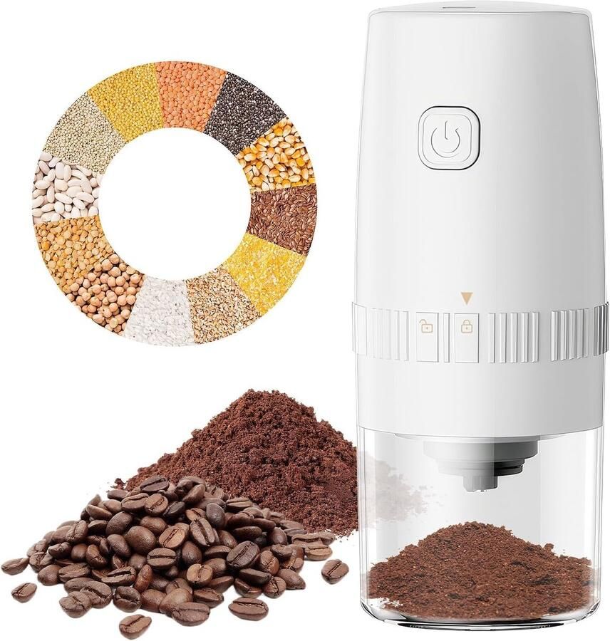 Elektrische Koffiemolen Met Keramische Maalkern USB Oplaadbare Mini Koffiebonenmaler Verstelbare Maalgraad Draagbare Koffiemolen Met Meerdere Instellingen Wit