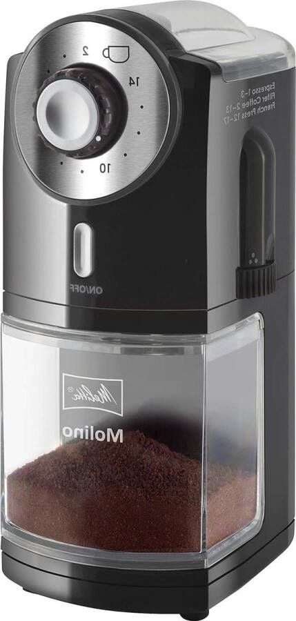 Elektrische Koffiemolen Molino Zwart Maalwerk Elektrisch