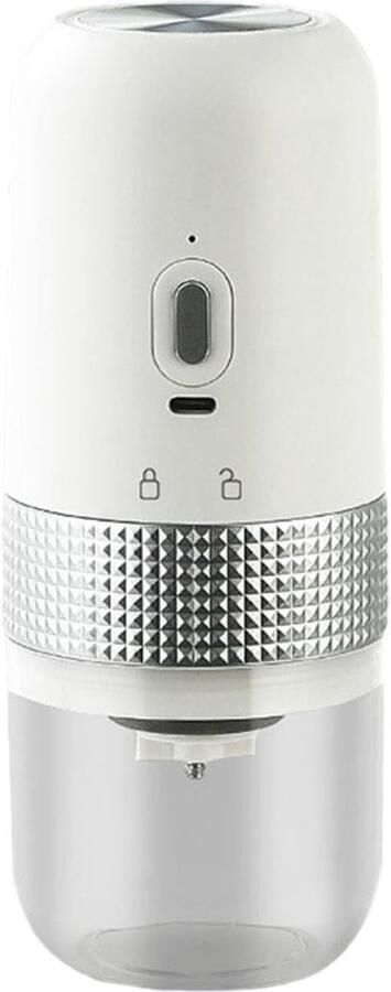 Elektrische koffiemolen oplaadbaar via USB compact en draagbaar geschikt voor het malen van espresso en specerijen automatische stop afwasbare messen bediening met één knop handig voor op reis en thuisgebruik (wit)