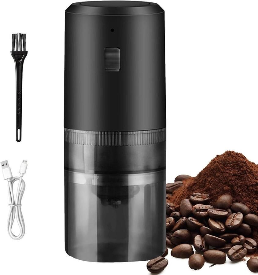 Elektrische Koffiemolen Oplaadbare Molen Vers Koffie Malen Opladen Tijdens Gebruik 18 x 8 cm Zwart