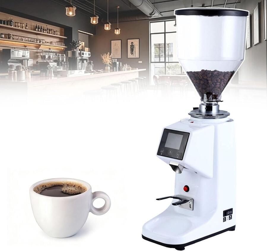 Elektrische Koffiemolen Professionele Molen Verse Koffie 60mm Platte Bramen 500g Capaciteit Wit