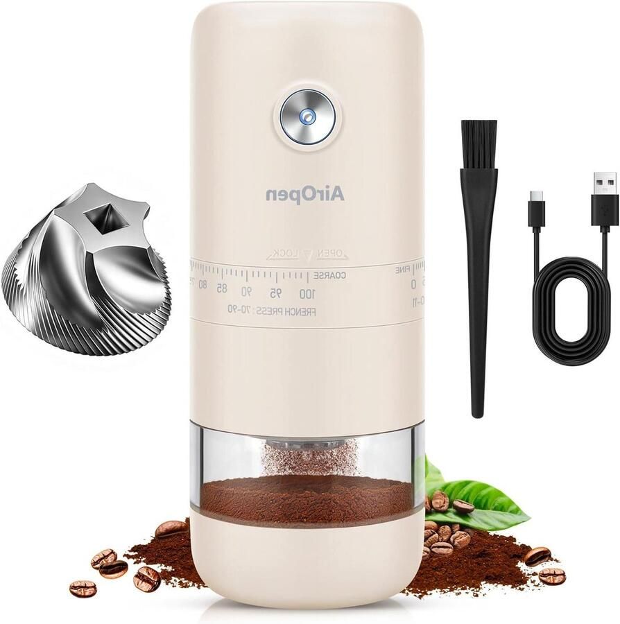 Elektrische Koffiemolen Reismolen Koffie Verse Koffie Malen Keramisch Maalmechanisme 30 Gram Capaciteit Wit