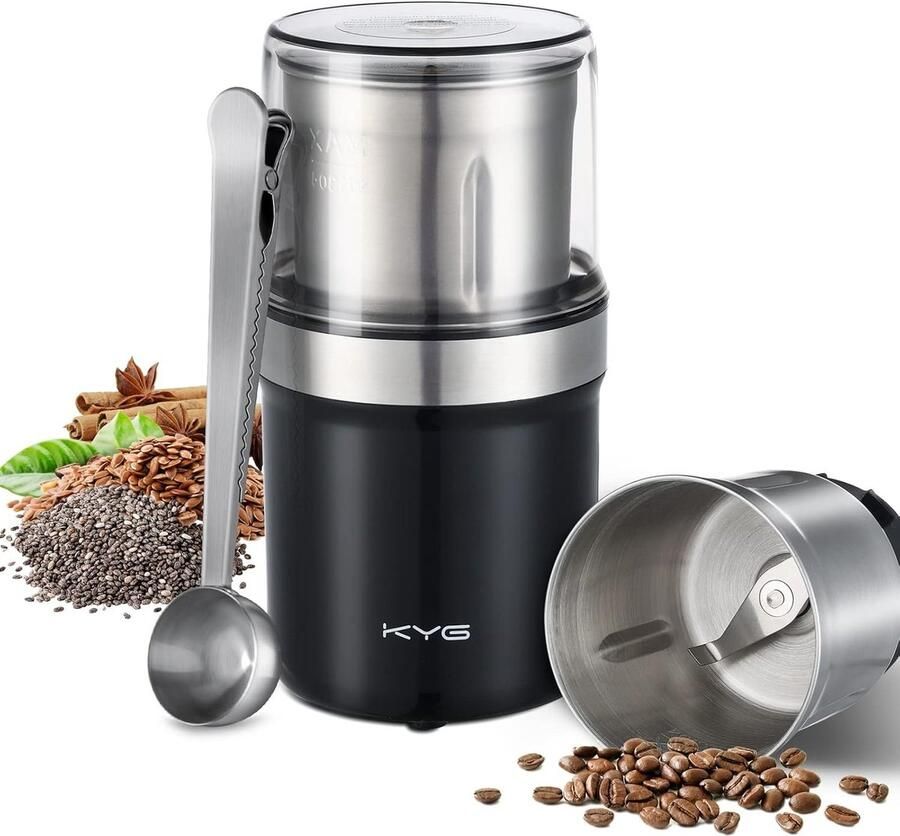 Elektrische Koffiemolen Roestvrijstaal Afneembare Kom 300 W Vermogen Voor Koffiezaden en Specerijen