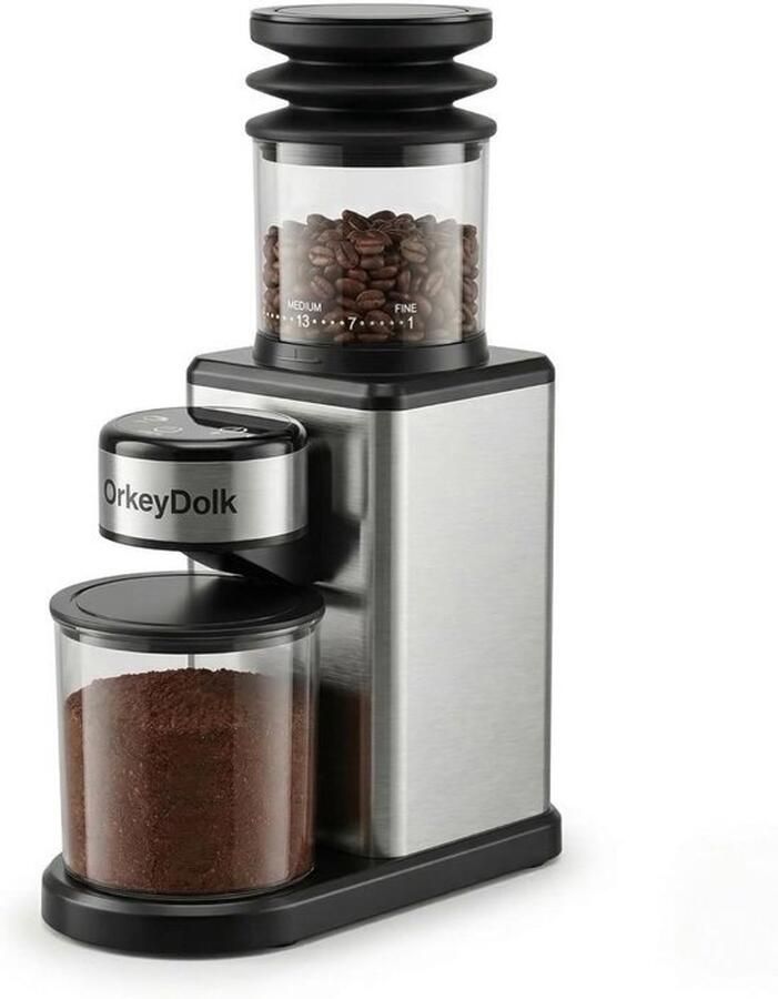 Elektrische Koffiemolen Roestvrijstaal Kegelmolen Verse Koffie Thuis 25 Maalgraad Instellingen Compact Ontwerp