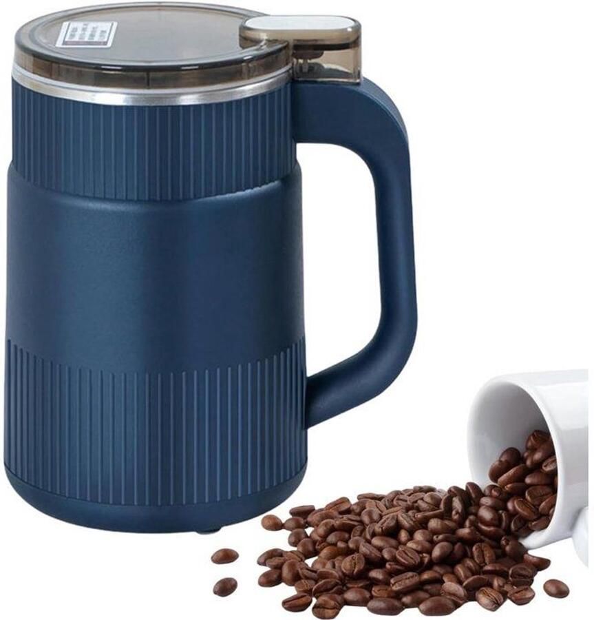 Elektrische koffiemolen staal stil malen van granen en specerijen blauw
