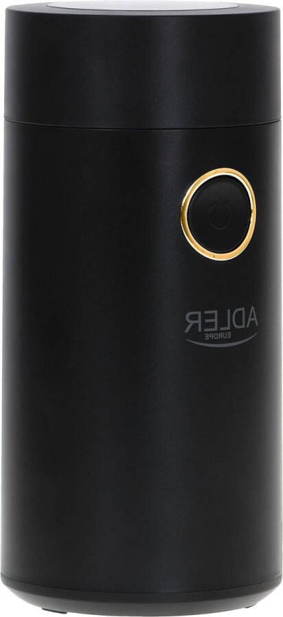 Elektrische koffiemolen van roestvrij staal 150 W inhoud tot 75 g molen voor koffiebonen koffiemolen met veiligheidsblokkade zwart-goud