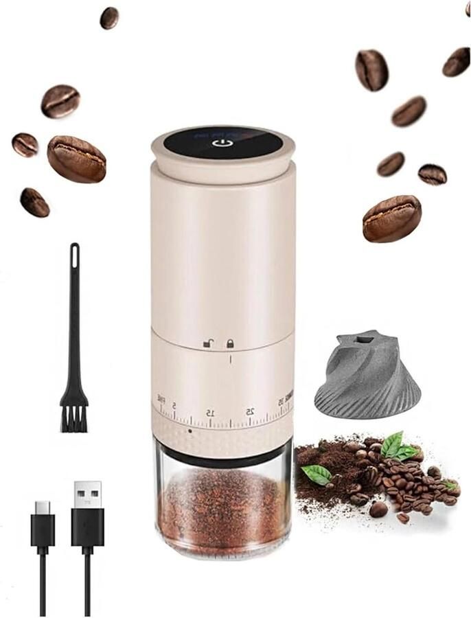 Elektrische Koffiemolen Verstelbaar Verse Koffie Zetten Braam Slijp Mechanisme 1500mAh Zwart