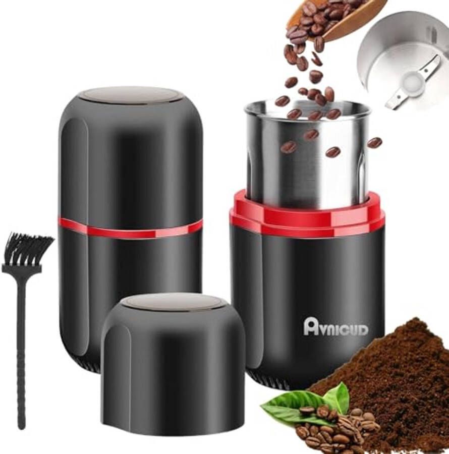 Elektrische Koffiemolen voor Koffiebonen Noten en Specerijen – 120 g Capaciteit 150 W Met Borstel Zwart