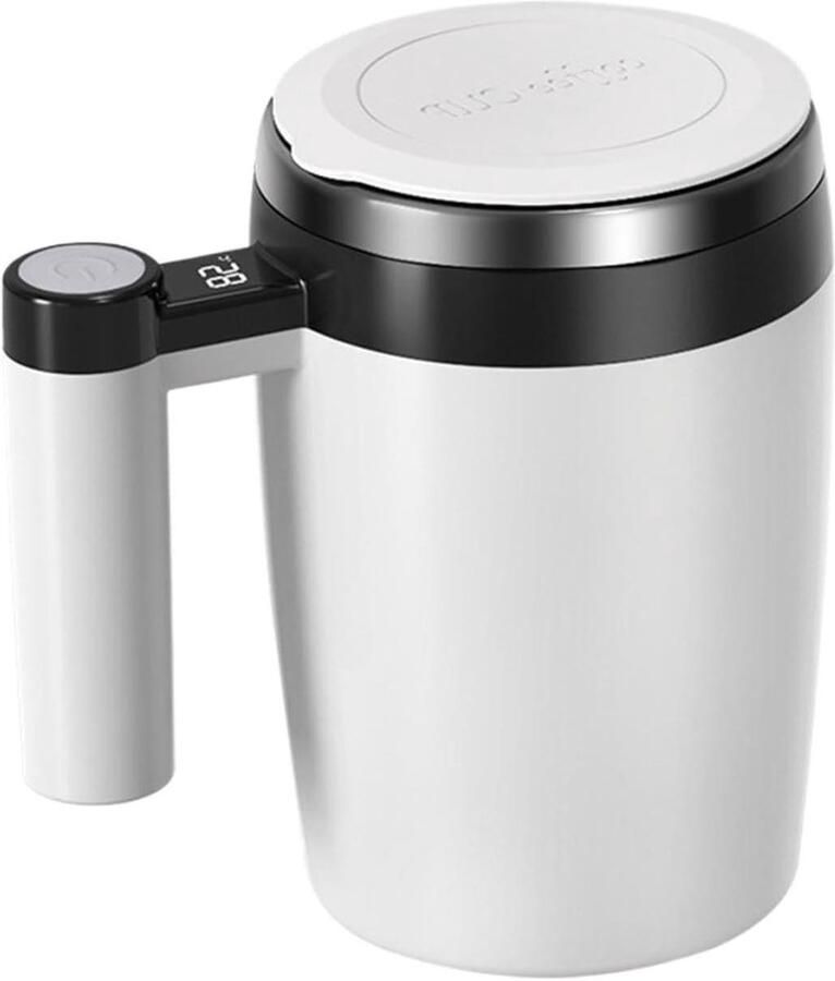 Elektrische Koffieroerder Mengbeker Magnetisch Warme Dranken Mengen Automatische Roertechnologie 380 ml Wit