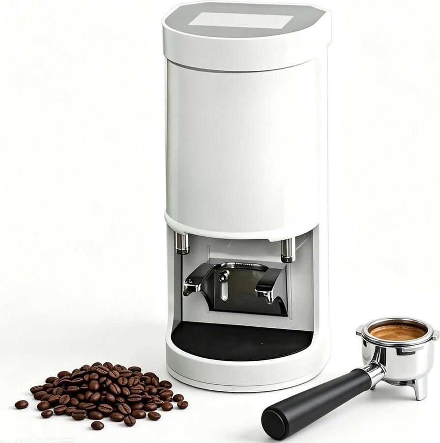 Elektrische Koffiestamper Automatische Bonenpers Espresso Bereiden Verstelbare Druk 58 mm Wit