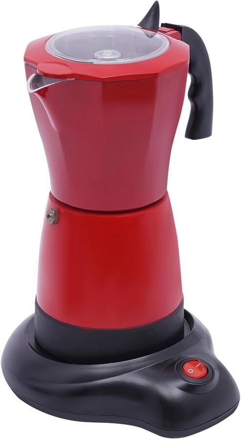 Elektrische Koffiezetter Espressomachine Moka Snel Koffie Maken Voor 6 Kopjes 300 ml Capaciteit Rood