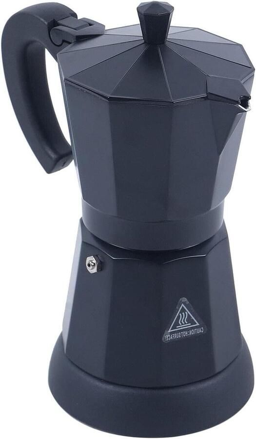 Elektrische Koffiezetter Moka Pot Snel Koffie Maken Octagonale Vorm 300 ml Zwart