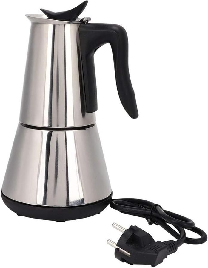 Elektrische Koffiezetter Percolator Mokkapot Verse Koffie Maken Snel en Gemakkelijk 300 ml Capaciteit Zilver