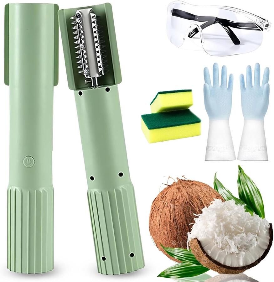 Elektrische Kokosrasp Handrasp Kokos Snel Vlees Raspen Spatvrij Ontwerp 24.5 cm Hoog Groen