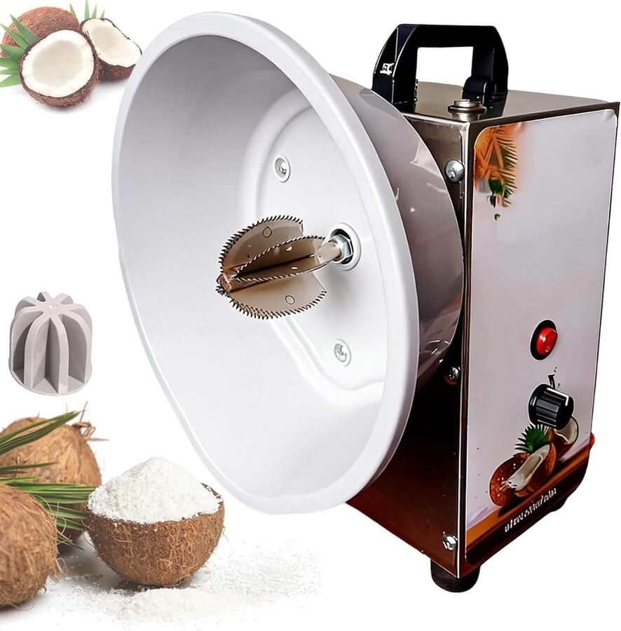 Elektrische Kokosrasp Kokosmachine rasp Verse Vlokken Maken Instelbare Snelheden 35KG H Zilver