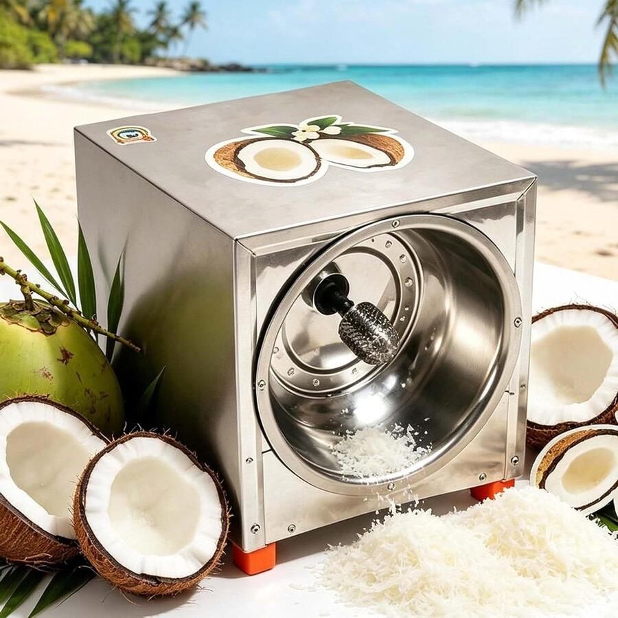 Elektrische Kokosrasp Machine Snel Kokos Verwerken Ovaal Raspstuk 300W Zilver
