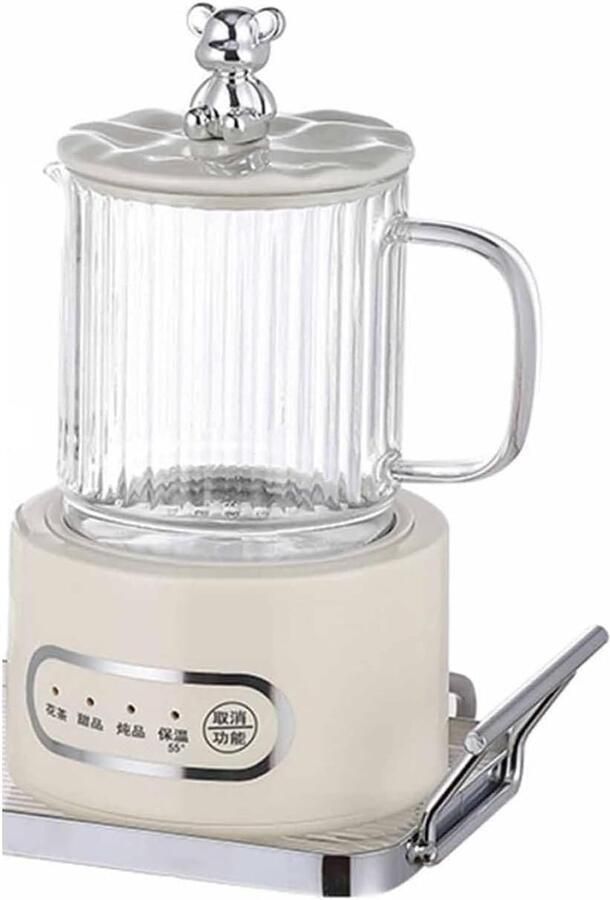 Elektrische Kookbeker Mini Waterkoker Persoonlijk Koken Dubbele Functie Koken 0.6 Liter Wit