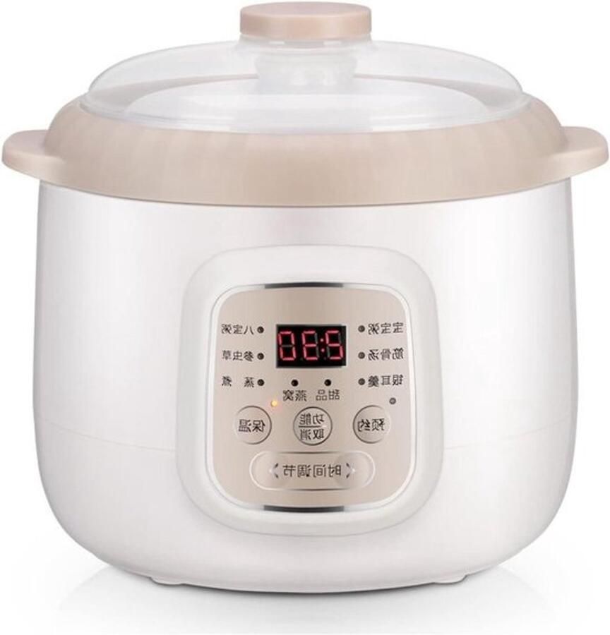 Elektrische kookpan 1 L keramische voering slowcooker huishoudelijke kookpot met 24-uurs slimme afspraakfunctie voor kleine gezinnen wit + B (wit + a)