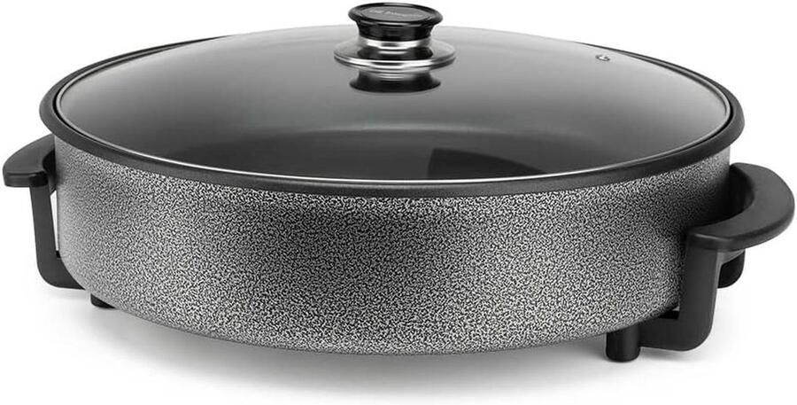 Elektrische kookpan 10 liter 1500W met glazen deksel en veiligheidsklep