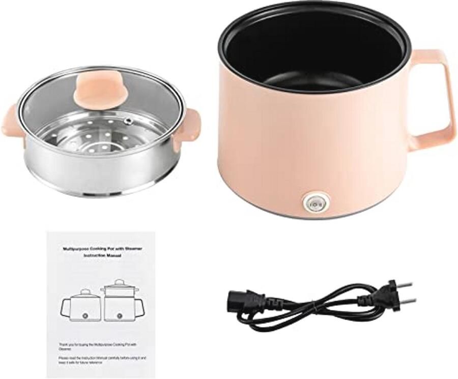 Elektrische kookpan 600W met anti-aanbaklaag en stoommand voor multifunctioneel gebruik