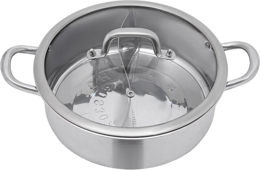 Elektrische Kookpan Hot Pot Gezellig Eten Dubbele Smaak 28 cm Zilver