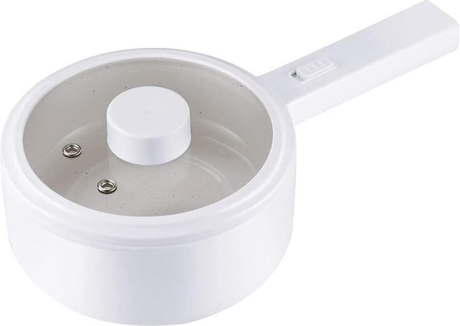 Elektrische Kookpan Mini Frituurpan Multifunctioneel Snel Maaltijden Bereiden Antiaanbaklaag 1.5L Wit