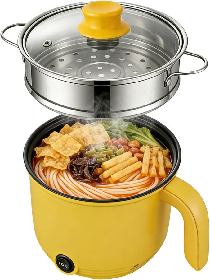 Elektrische Kookpan Mini Hapjespan Snelle Maaltijden Antiaanbaklaag 1.3 Liter Geel